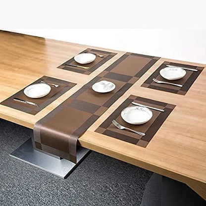 Woven Vinyl Placemats Set Place Mats Crossweave Non-Slip Washable Table Mats for Dining Table Kitchen Reataurant Decor Coasters