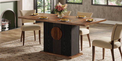 55" Rectangular Dining Table for 4 to 6 People, Farmhouse Wood Dinner Table for Kitchen, Dining Room & Living Room