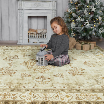 Elegant Floral Faux Wool Area Rug