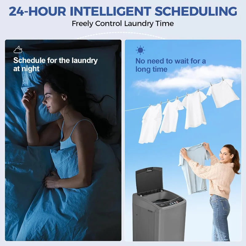 Portable Washing Machine, 17.8Lbs Portable Washer Machine,2.4Cu.ft Compact Laundry Washer & Dryer Combo with Drain Pump