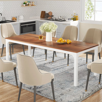 Dining Table for 6-8 People, 200cm Large Narrow Long Rectangular Kitchen Dinner Table, Rustic Wood Dining Table