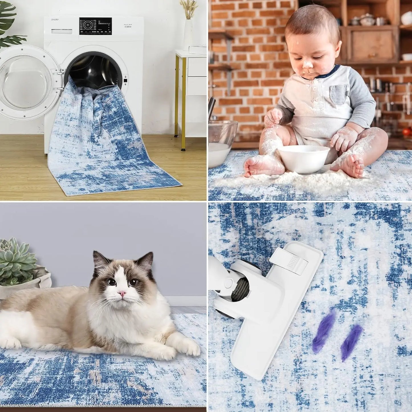 Abstract Area Rug for Living Room Machine Washable  Low Pile  for Bedroom Dining Room Home Office