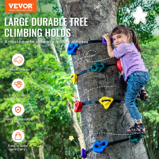 VEVOR 12/20PCs Ninja Tree Climbing KitTree Climbing Holds and 6 Ratchet Straps Large Climbing Rocks for Kids and Adults Climber