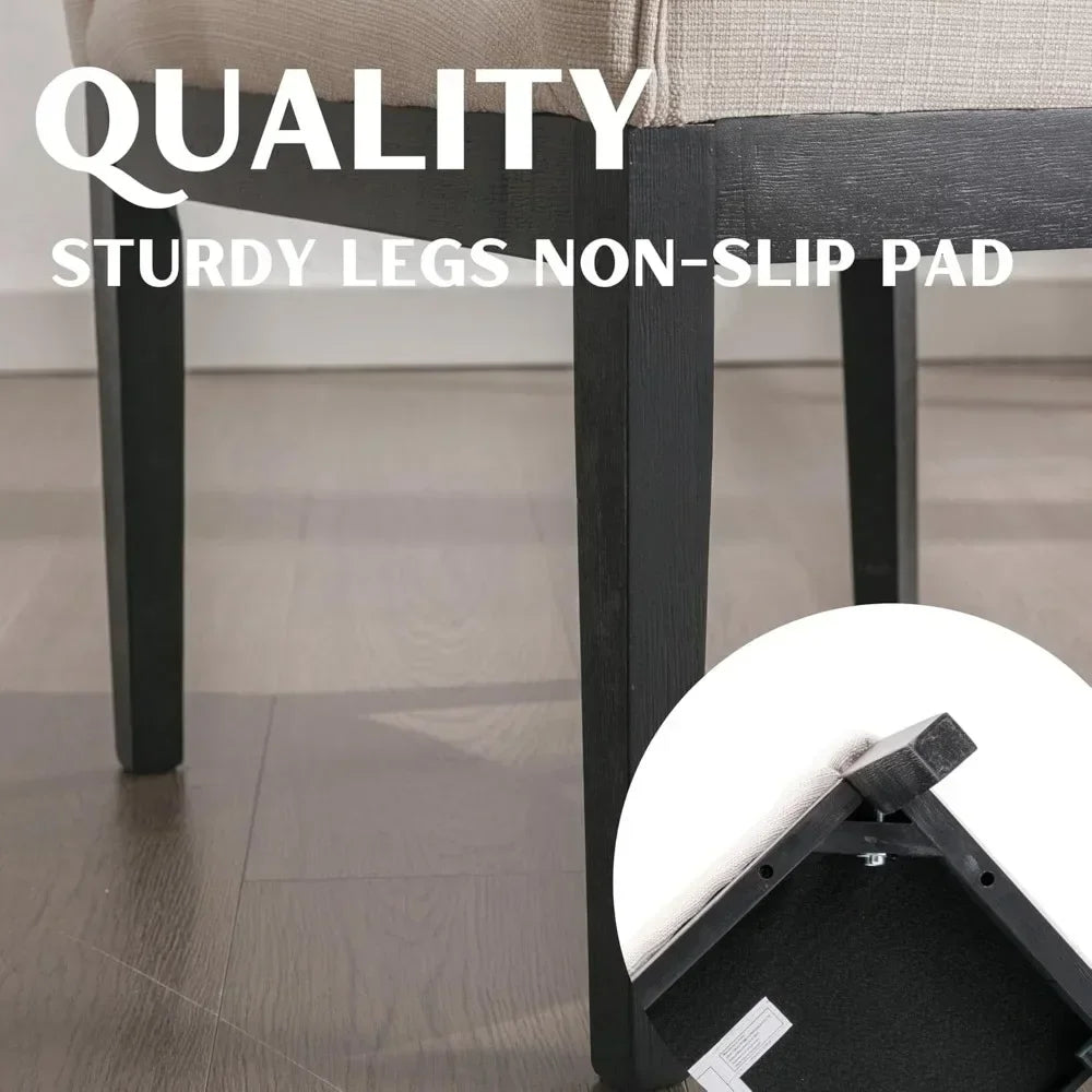 Beige Dining Chairs Set of 6, Mid-Century Modern Dining Chairs, Linen Upholstered