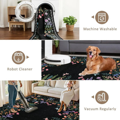 Washable Floral Rug ,Soft ,Non Slip