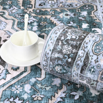 Washable Area Rugs 8x10 Living Room Rug Vintage Medallion  Soft Floor Cover Low Pile Non-Slip