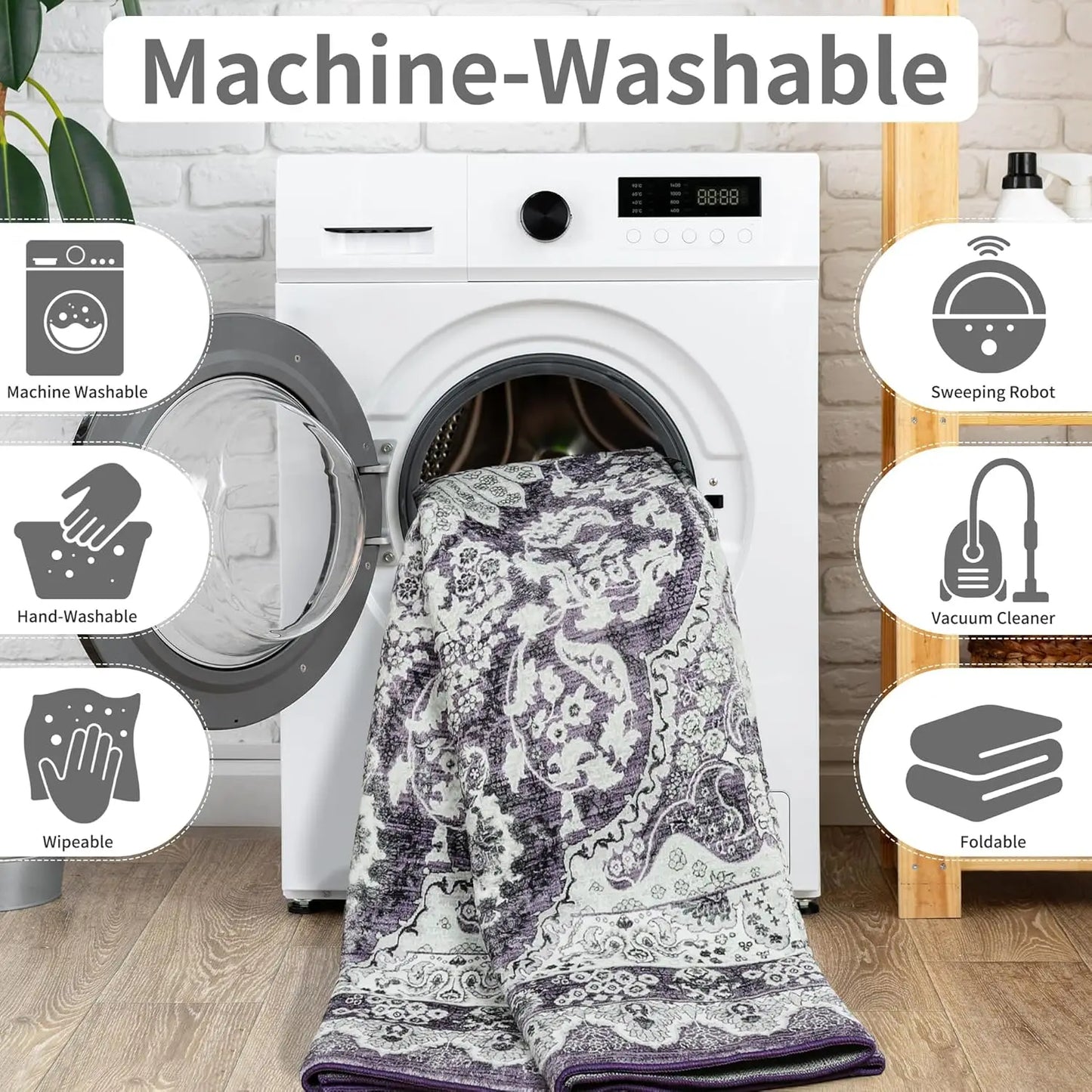 Non-Slip Low Pile Area Rugs ,Machine Washable