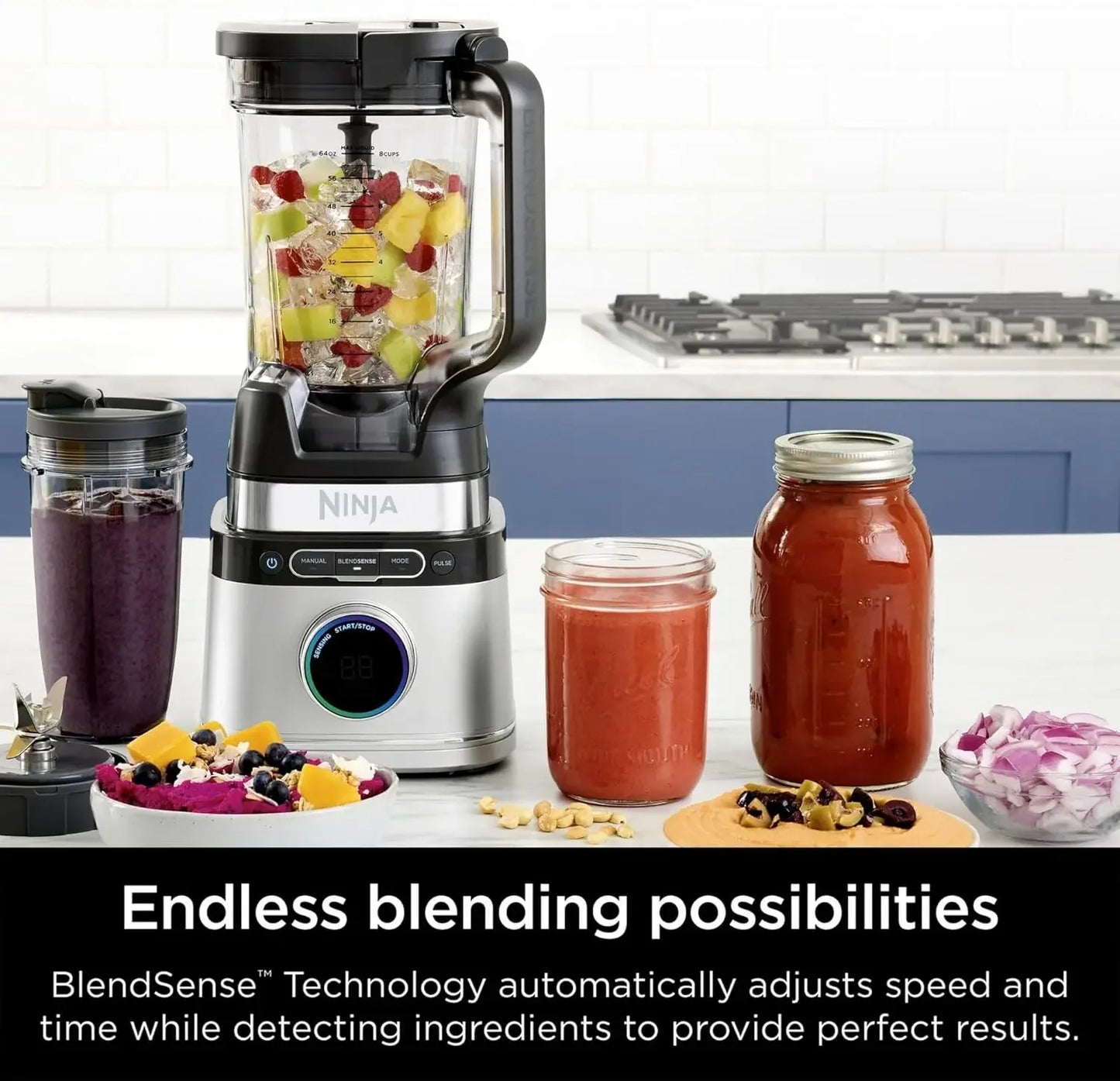 Power Blender + Personal Single-Serve, Kitchen Countertop, Silver