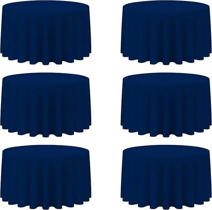6 Pack Ivory Round Tablecloths 120 Inch - Circle Bulk Linen Polyester Fabric Washable Table Cloth Cover for Wedding Reception