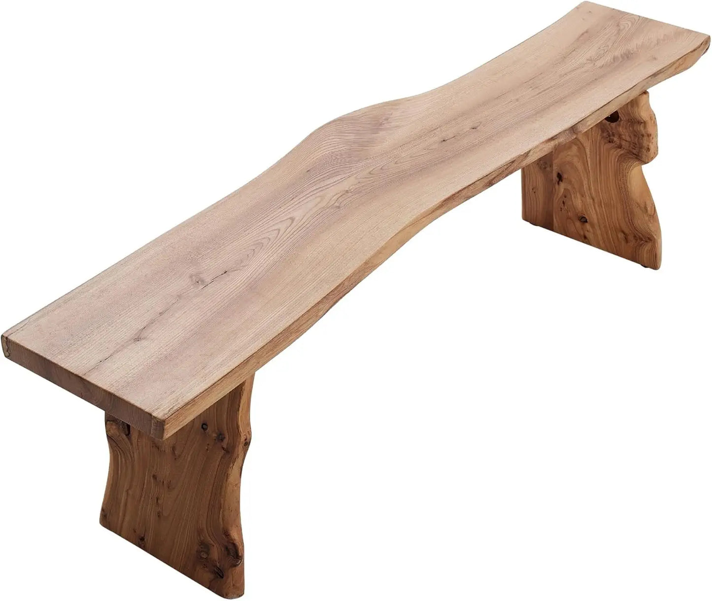"Elm Wood Dining Bench - Long Bedroom Bench with Footrest Function, Accent Stool for Entryway/Dining Room"