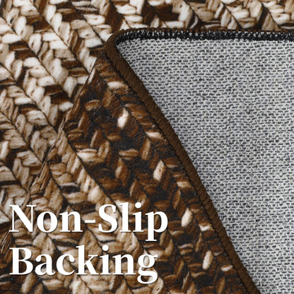 Washable Area Rugs ,Braided Print, Non Slip
