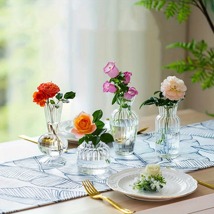8/16 Pieces of Modern Transparent Glass Vase Set, Small Mini Flower Center Vase, Hand-Decorated Cute Short Window Home Decoration, Wedding Reception Table Single Rose Vase