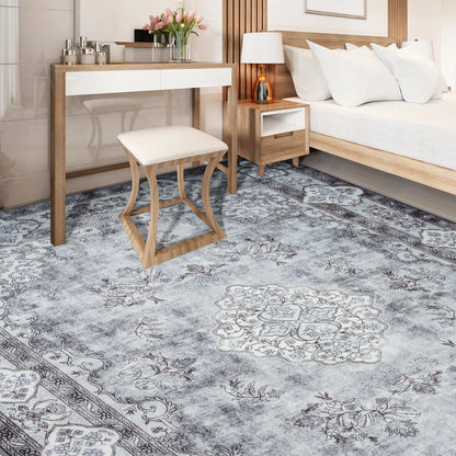 Elegant Floral Faux Wool Area Rug