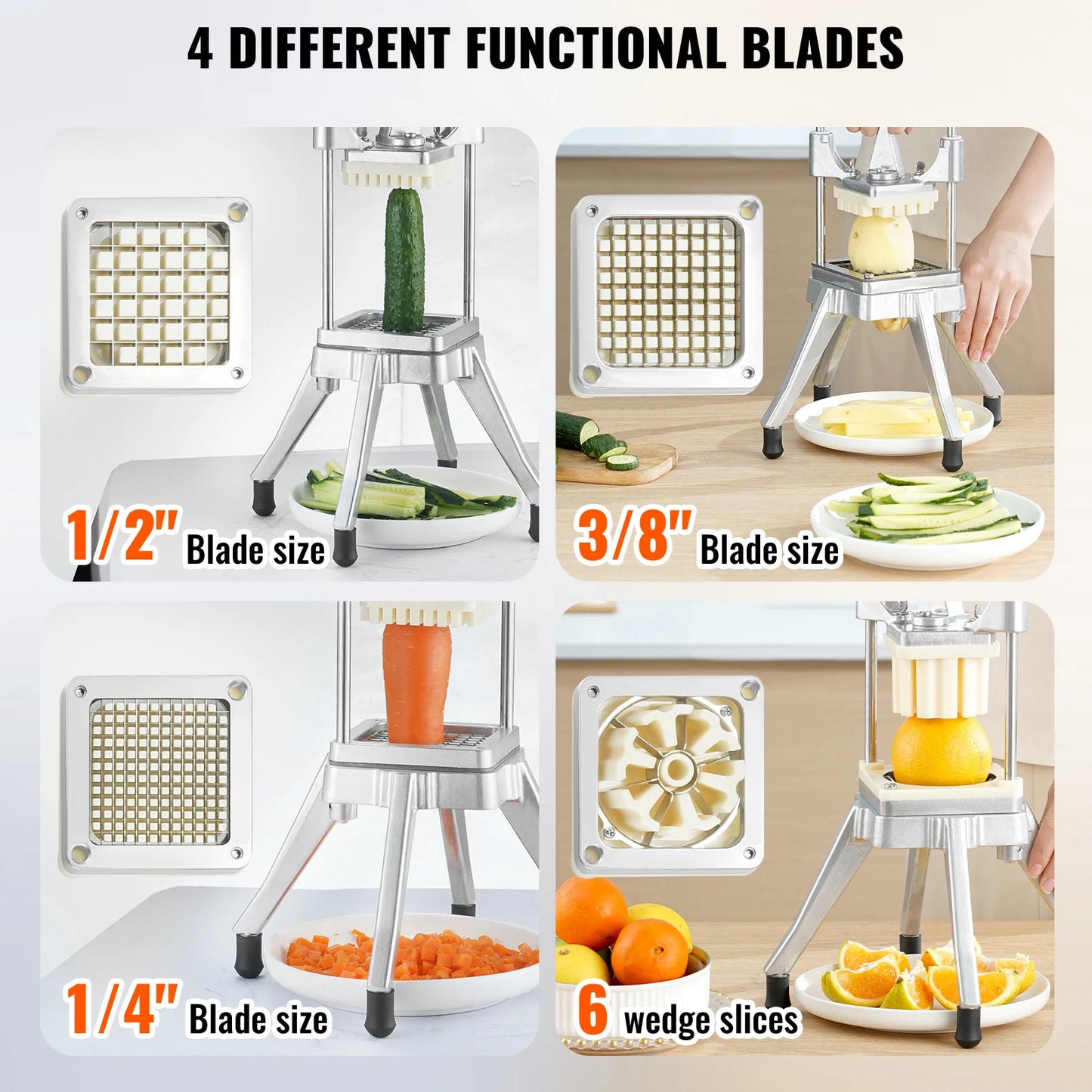 SucceBuy Commercial Vegetable Fruit Dicer Cutter Potato Slicer Chopper 4 Blades & Tray Manual Cutting Machine home appliance