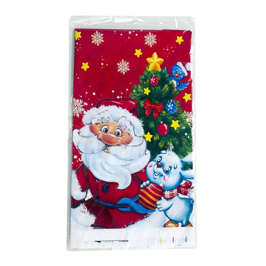 Christmas Tablecloth Waterproof Reusable Holiday Party Decorations Festive Dinner Table Cover Elegant Seasonal Home Decor