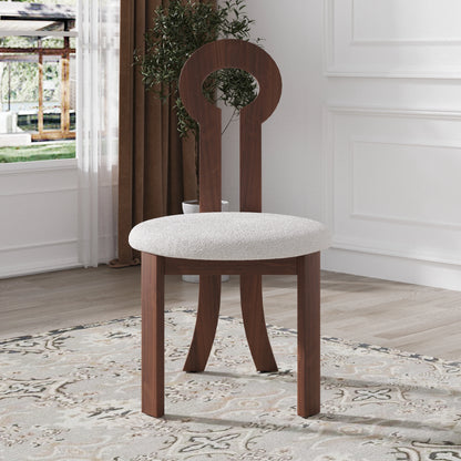 Wooden Dining Chairs Set of 2 Modern Round Dining Room Chair Comfy Fabric Upholstered Kitchen Chairs