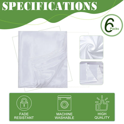 6Pcs Wrinkle Resistant Washable Polyester Table Cover ,White