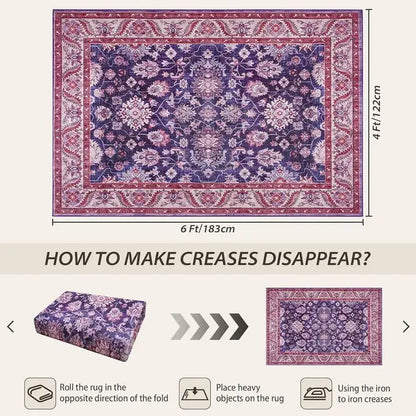 New Vintage Floral Rugs Soft Accent Large Area Rug Fluffy Carpet for Bedroom Living Room