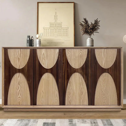 59" Sideboard Buffet Cabinet Retro Accent Storage Cabinet with Magnetic Door Latches Adjustable Shelf for Living Room Kitchen