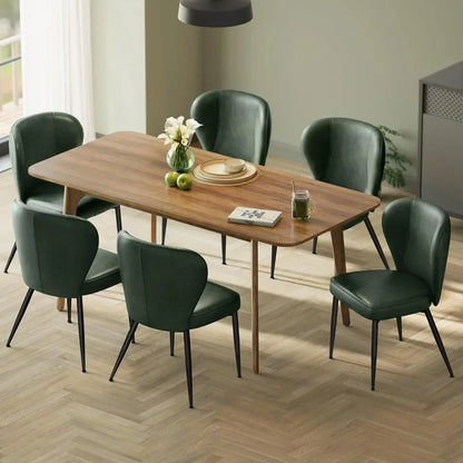 Dining Chairs Set of 6, Upholstered Kitchen Chairs, Comfortable Seat, Synthetic Leather with Stitching