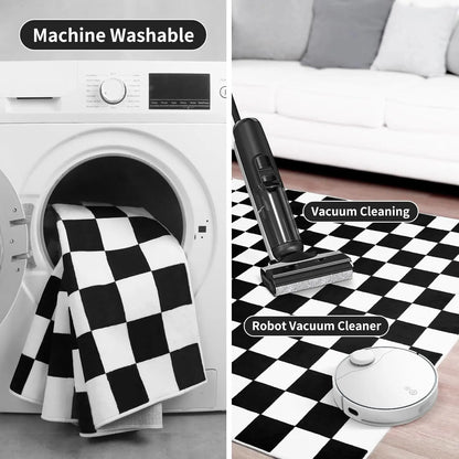 Black and White Checkered Rug