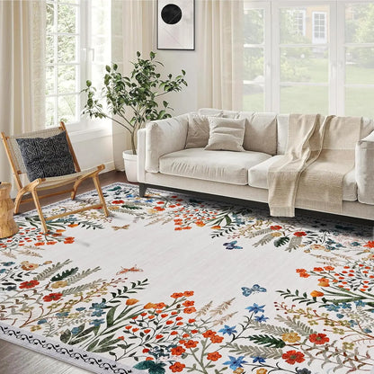 Washable Area Rugs , Non-Slip Floral