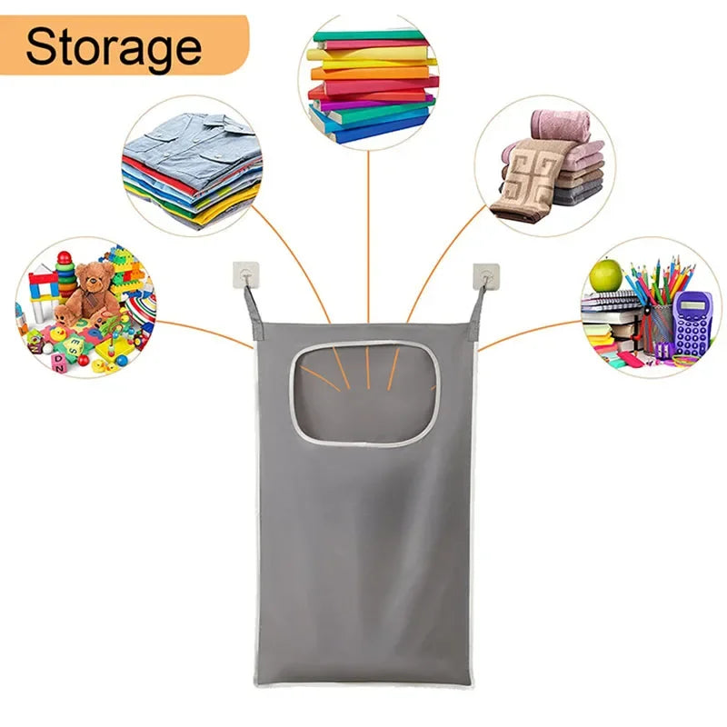Over-the-Door Hanging Laundry Basket Wall-mounted Dirty Clothes Storage Organizer for Bathroom