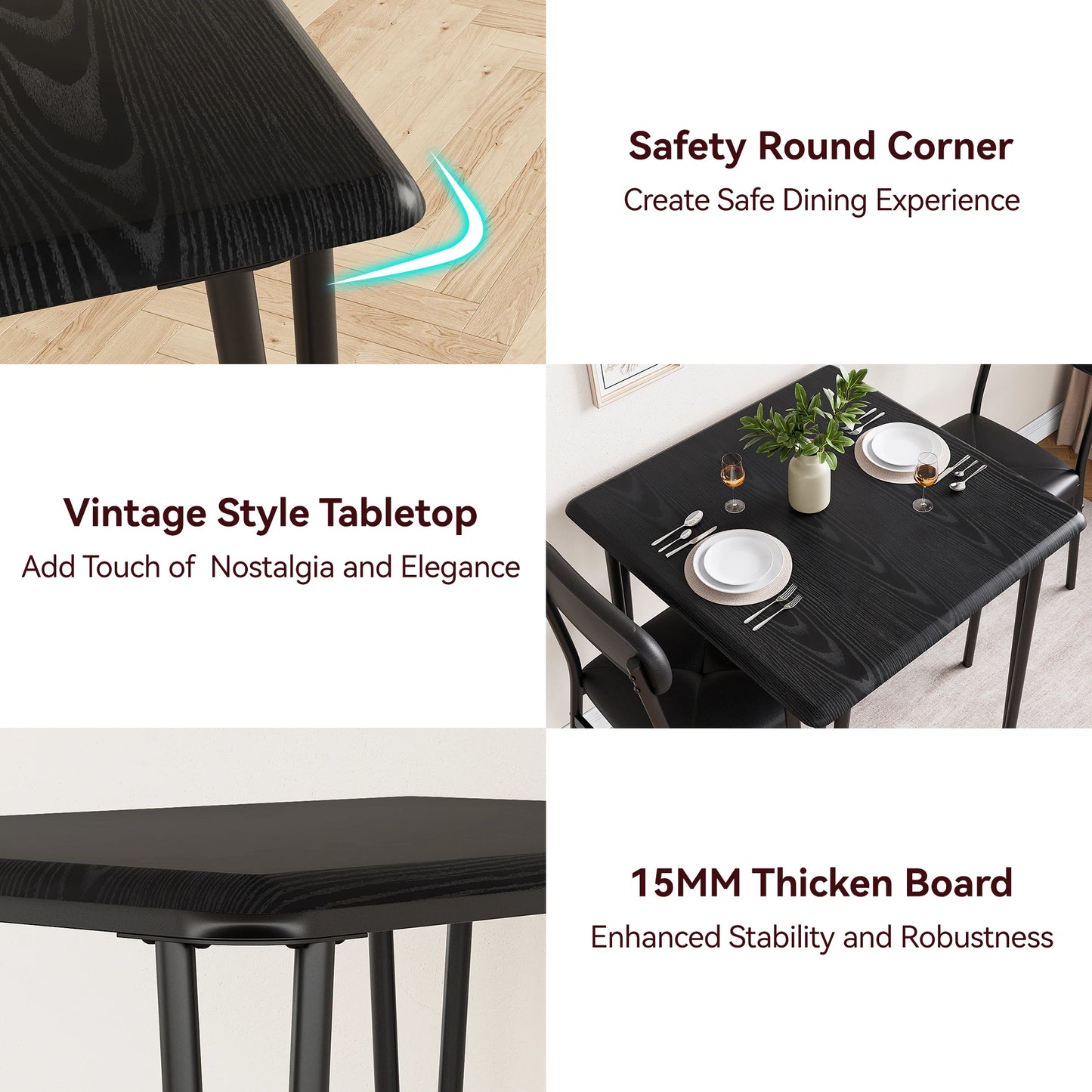 Small Dining Table Sets for 2 with Upholstered Chairs