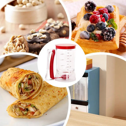 Pancake Mix Dispenser Handheld Cupcakes Batter Cup 900ml Batter Pourer Dispenser Leak-Proof Pancake Maker
