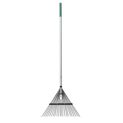 Fiberglass Long Handle 22-Tine Steel Leaf Rake with Comfort End Grip
