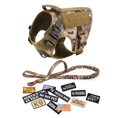 Military Large Dog Harness Collar Leash Bags Patches Set Pet  Training Vests Tactical Dogs Harnesses Accessories