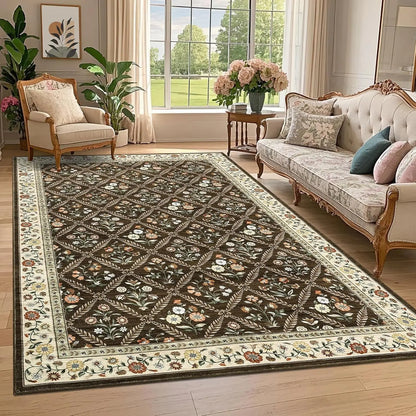 Vintage Washable Area Rugs for Living Room Soft Low-Pile Non-Slip Carpet  for Bedroom Dining Room Home Office