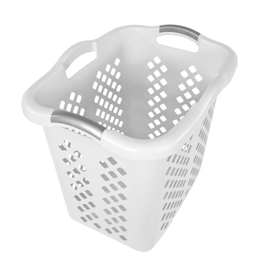 2 Bushel Plastic Laundry Basket Hamper with 4 Handles Breathable Ventilation Durable