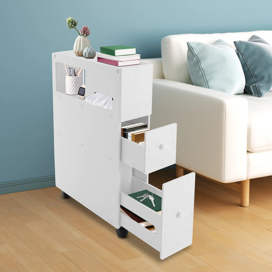 Bathroom Storage Cabinet, Narrow Floor Storage Cabinet, Storage Cabinet with Drawers 50kg Load-bearing Capacity