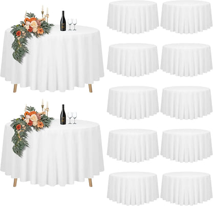 12 Pack White Round Tablecloth 90 inch Round Table Cloth Polyester,White Tablecloths for Round Tables