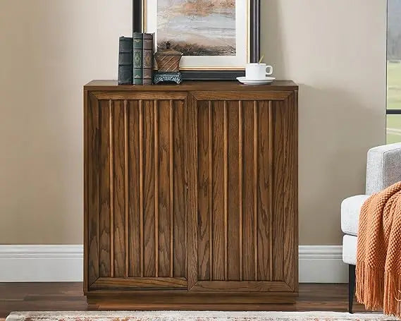 Mid Century Modern Sideboard Buffet Cabinet ,Small Storage Cabinet with 2 Outlet Holes for Living Room, Kitchen, Entryway
