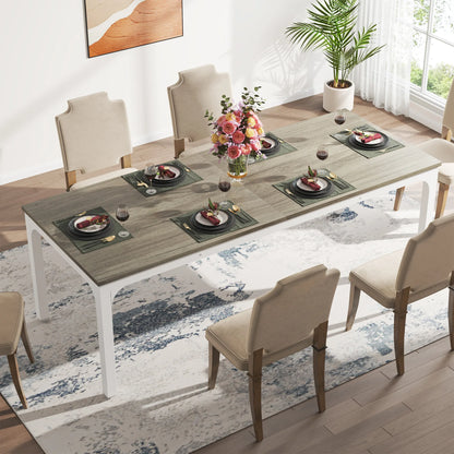 Dining Table for 6-8 People, 200cm Large Narrow Long Rectangular Kitchen Dinner Table, Rustic Wood Dining Table