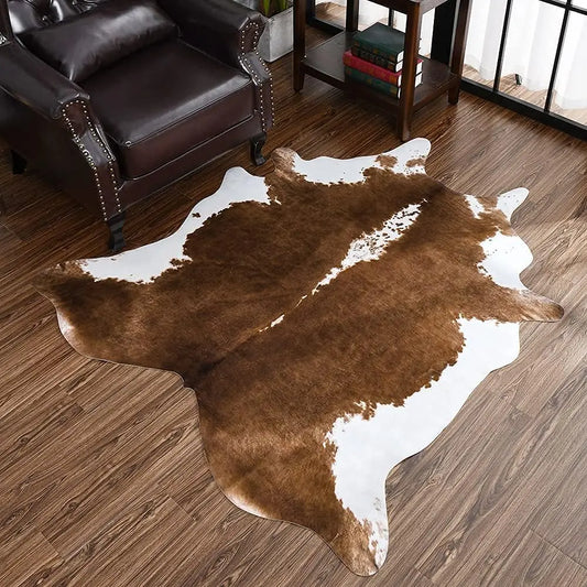 Faux Fur Animal Cow Hide Carpet ,Sturdy and Large Size Cow Print Rugs, Suitable for Bedroom Living Room Western Style
