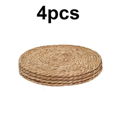 4/8/12pcs Round Woven Placemats Set Boho Rattan Placemat Natural Placemats 12Inch Farmhouse Weave Straw Braided Table Dinner Mat