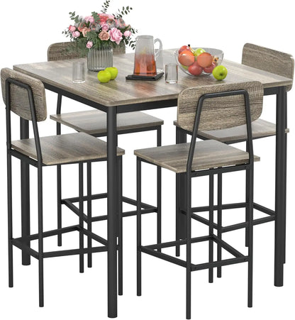 Kitchen Table and Chairs of 4,Dining Table Set for 4 with Space-Saving Design,Industrial Dining Room Table Set for Family Dinner