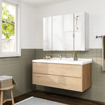 Medicine Cabinets Bathroom Mirror Cabinet with3 Door Bathroom Wall Cabinet  Wall Mirror Storage Shelf with 3-Adjustable Shelves