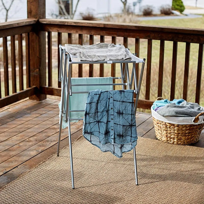 Household Essentials Clothes Drying Rack, Foldable, Expandable and Collapsible Laundry Drying Rack, Silver