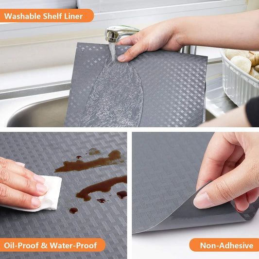 Shelf Liner for Kitchen Cabinet Non-Adhesive Non-Slip Waterproof  Easy to Clean for Shelves, Desks