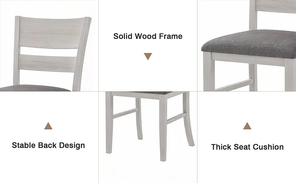 4-Piece Solid Wood Dining Table Set for 4-6, Modern Breakfast Dinette Kitchen Table with Chairs