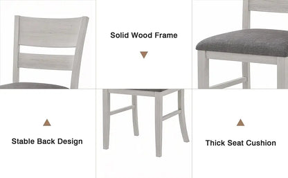 4-Piece Solid Wood Dining Table Set for 4-6, Modern Breakfast Dinette Kitchen Table with Chairs