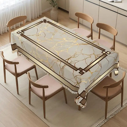 Marble themed tablecloth, rectangular and round marble stripe pattern design, Christmas decoration tablecloth.
