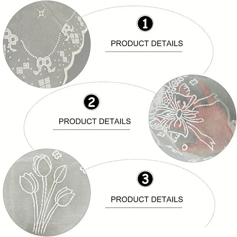 New French Tulip Bouquet Lace Tablecloth, Coffee Table, Bedside Table Cover