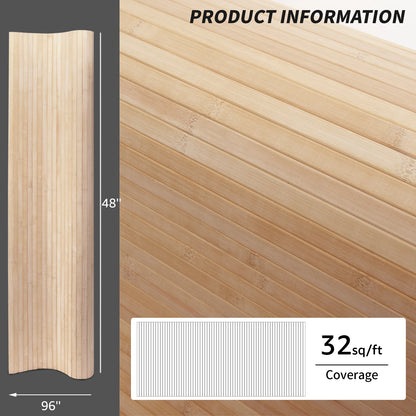 48x96" Bamboo Wall Panel, Flexible Pole Wrap Wainscoting