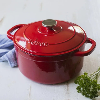 Lodge Cast Iron 5.5qt Red Enameled Dutch Oven  non stick cooking pot set