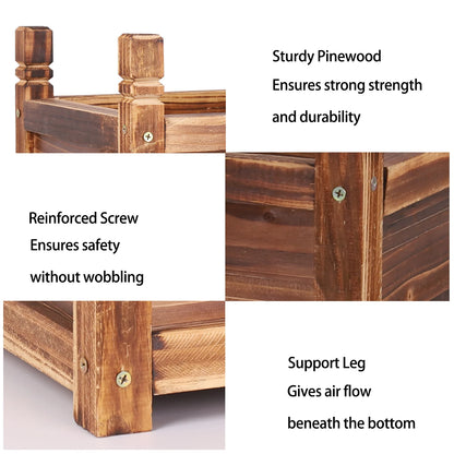 Wood Planter Box Outdoor Raised Planter Beds Garden Large Patio Containers for Flowers Vegetables